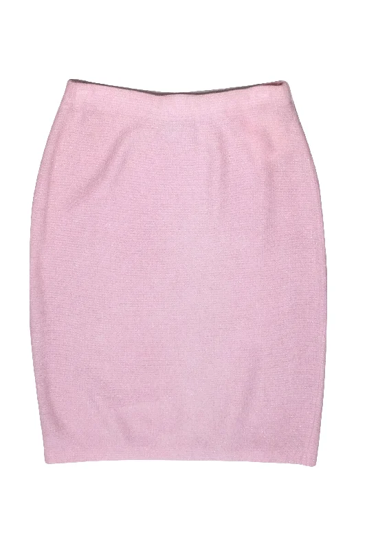 Find the Best Deals Here!St. John - Light Pink Metallic Wool Blend Knit Pencil Skirt Sz 6