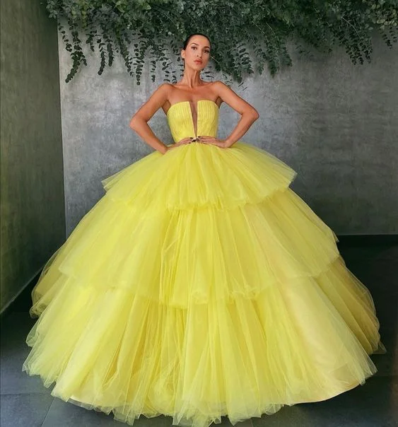 Your Dream Deal is Here!Starpless Open Back Yellow Ball gown Tulle Layered Skirt,Formal Prom Evening Gown cg20702 Your Dream Deal is Here!Starpless Open Back Yellow Ball gown Tulle Layered Skirt,Formal Prom Evening Gown cg20702