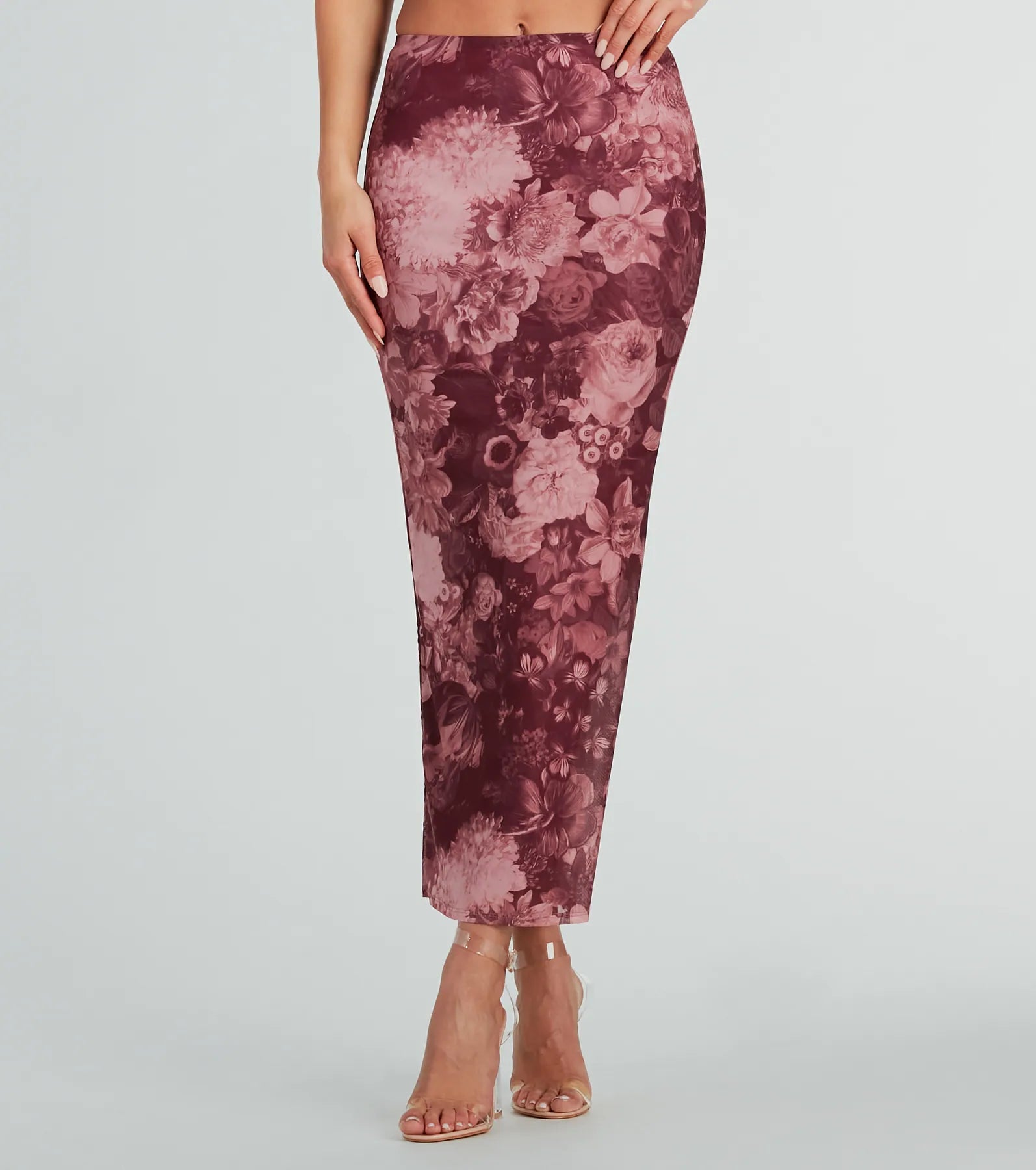 Your Exclusive Offer Awaits!Stroll The Garden Mesh Floral Maxi Skirt