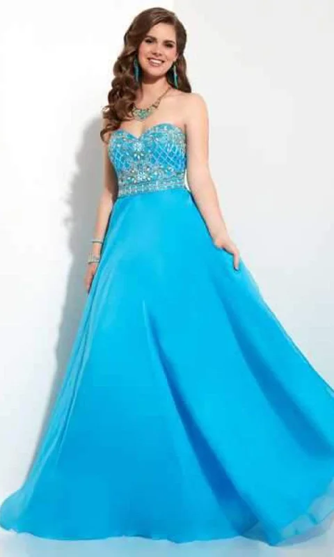 Sale Alert – Get Ready to Shop!Studio 17 - Strapless Low Open Back Embellished Gown 12610 - 1 pc Turquoise In Size 12 Available