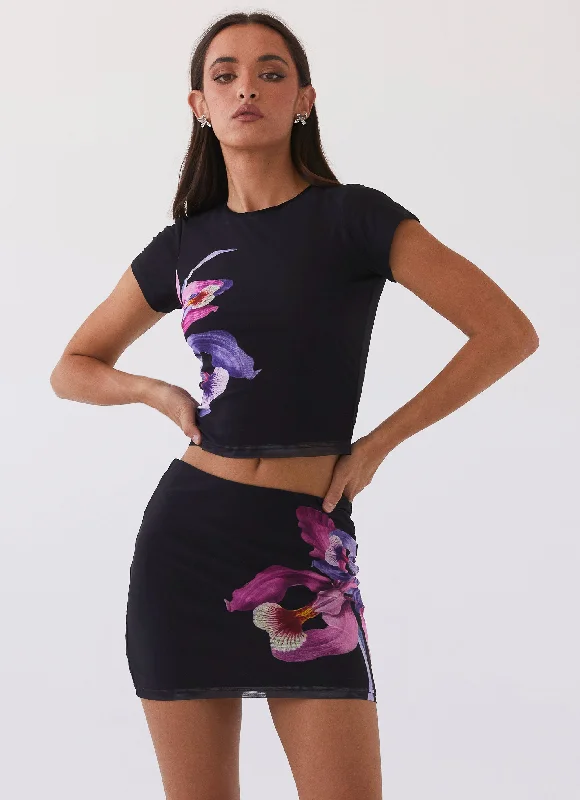 Seasonal Sale – Shop Now!Sunset Bliss Mesh Mini Skirt - Cosmo Floral