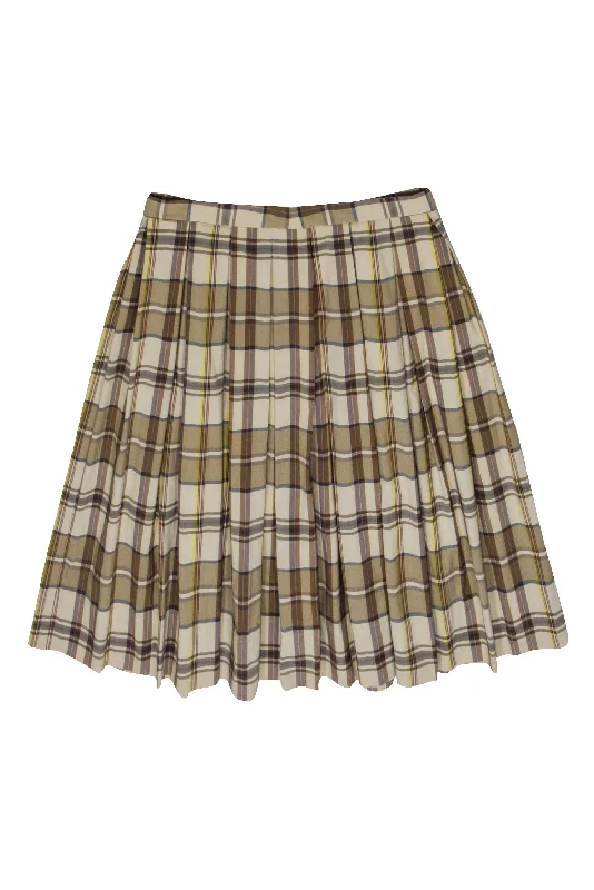 Best Price of the Season!Theory - Brown & Cream Plaid Pleated Skirt Sz 8