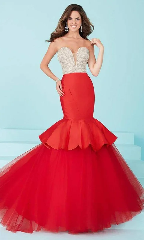 Stock Up and Save!Tiffany Designs - Captivating Rhinestone and Crystal Beaded Deep Sweetheart Mermaid Dress 16217 - 1 pc Champagne/Red In Size 4 Available Stock Up and Save!Tiffany Designs - Captivating Rhinestone and Crystal Beaded Deep Sweetheart Mermaid Dress 16217 - 1 pc Champagne/Red In Size 4 Available