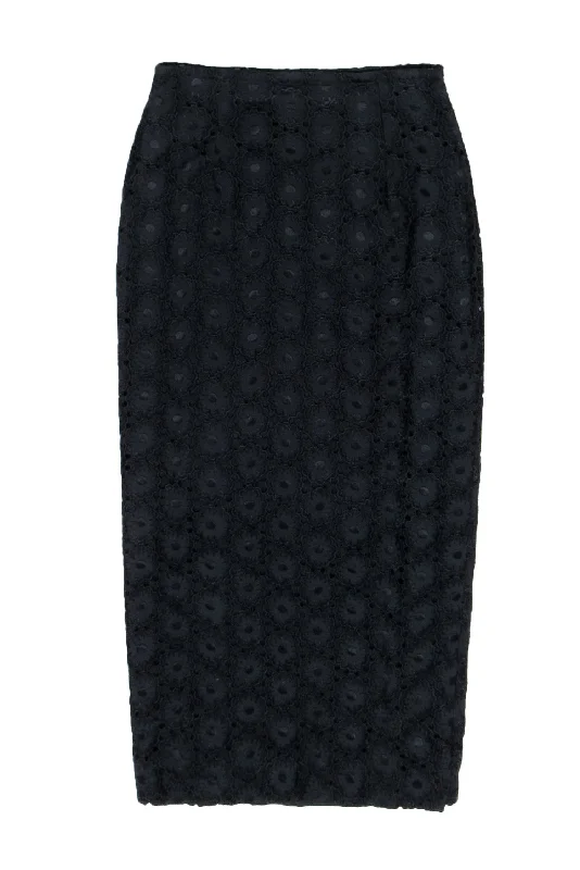 Buy One, Get One Free!Todd Oldham - Black Eyelet Lace Midi Skirt w/ Side Slit Sz M