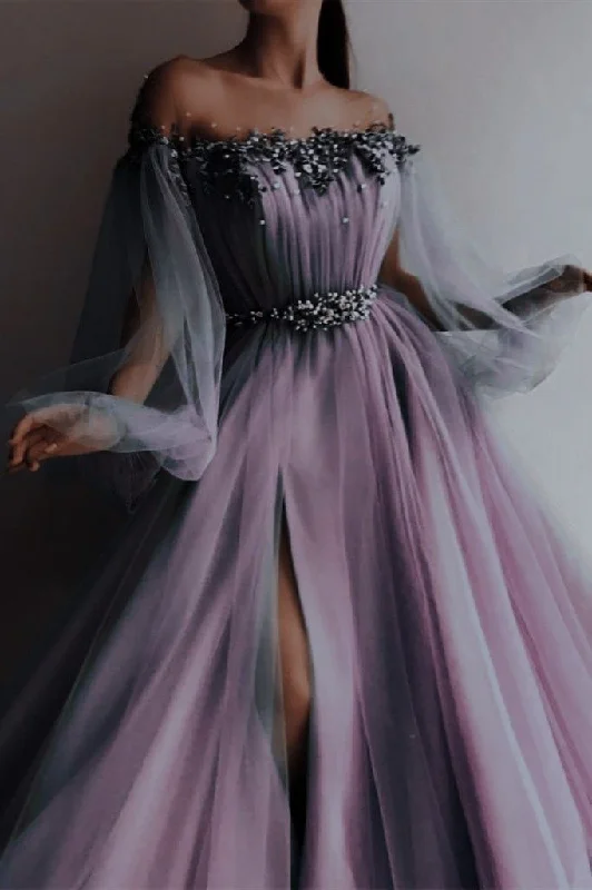 Your Exclusive Offer Awaits!Tulle Sequins long Beading Prom Dress    cg20627