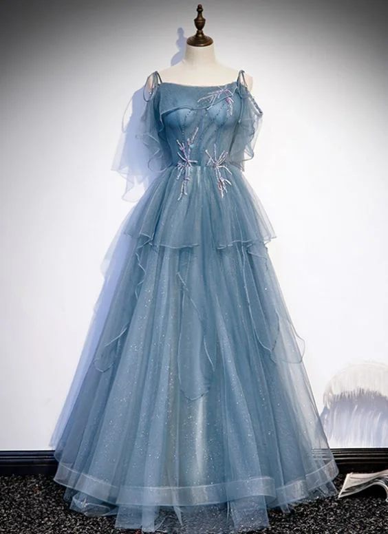 Save More Than Ever!Tulle Spagehtti Straps Beading Prom Dress     cg20689