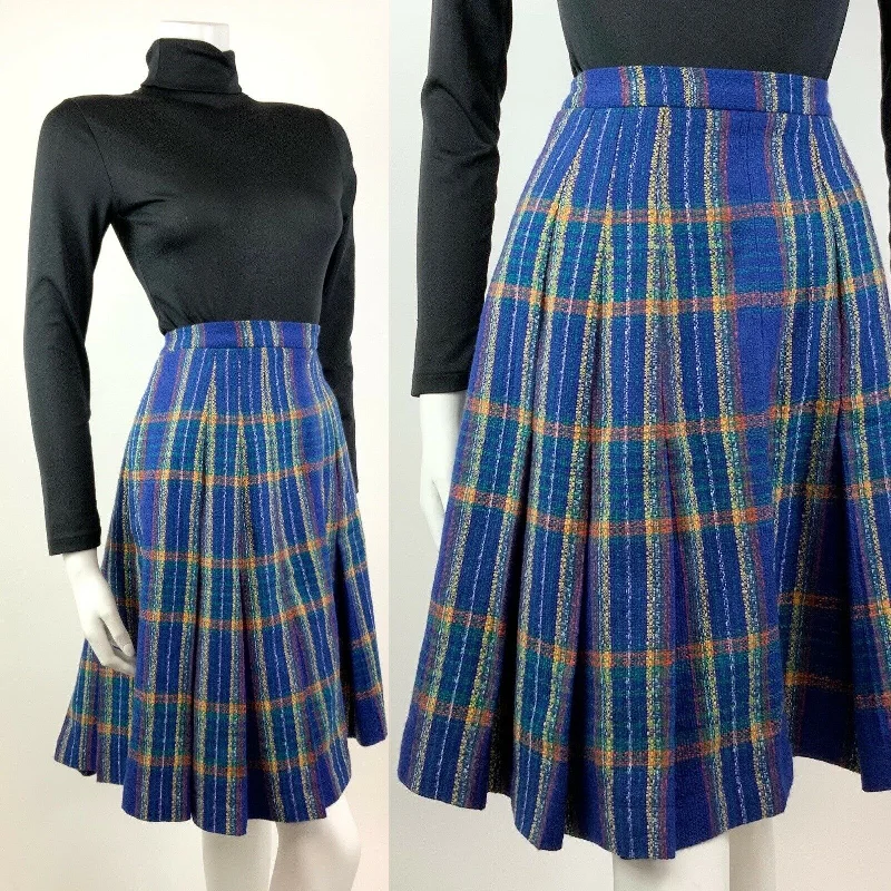 Great Deals, Just for You!VINTAGE 60s 70s BLUE YELLOW RED PLAID CHECKED MOD KNEE-LENGTH PLEATED SKIRT 8 10 Great Deals, Just for You!VINTAGE 60s 70s BLUE YELLOW RED PLAID CHECKED MOD KNEE-LENGTH PLEATED SKIRT 8 10
