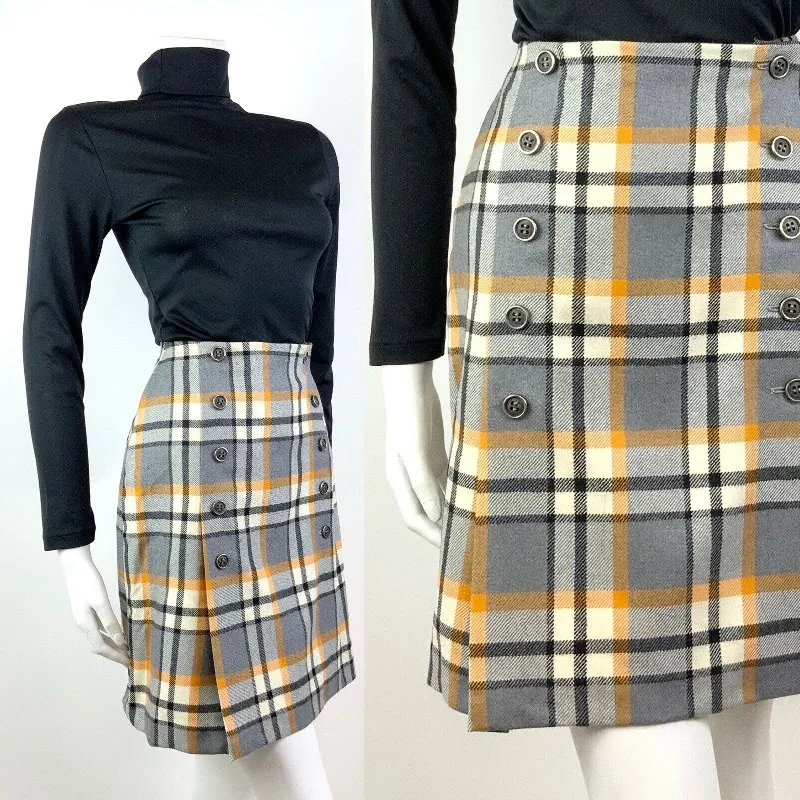 Shop More, Spend Less!VINTAGE 60s 70s GREY WHITE YELLOW TARTAN PLAID CHECKED MOD SHORT SKIRT 6 8 Shop More, Spend Less!VINTAGE 60s 70s GREY WHITE YELLOW TARTAN PLAID CHECKED MOD SHORT SKIRT 6 8