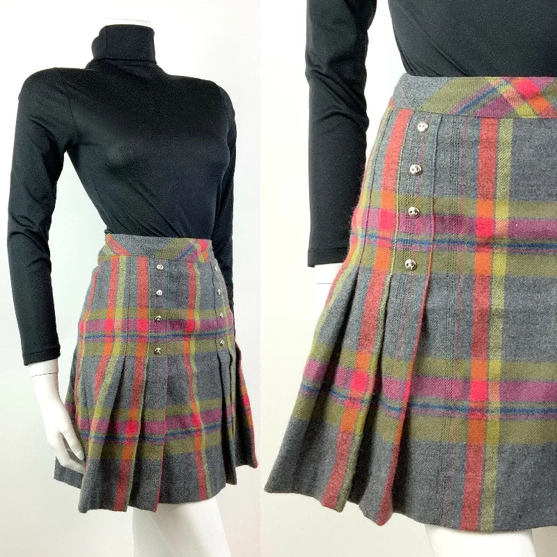 Shop the Hottest Deals!VINTAGE 60s 70s GREY YELLOW RED PLAID CHECKED MOD PREPPY PLEATED SHORT SKIRT 8 Shop the Hottest Deals!VINTAGE 60s 70s GREY YELLOW RED PLAID CHECKED MOD PREPPY PLEATED SHORT SKIRT 8