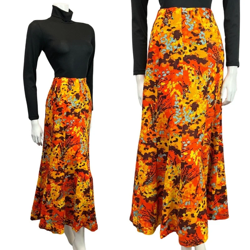 The Best Offers Are Here!VINTAGE 70s ORANGE YELLOW BROWN PSYCHEDELIC FLORAL FLARED MAXI SKIRT 6 The Best Offers Are Here!VINTAGE 70s ORANGE YELLOW BROWN PSYCHEDELIC FLORAL FLARED MAXI SKIRT 6