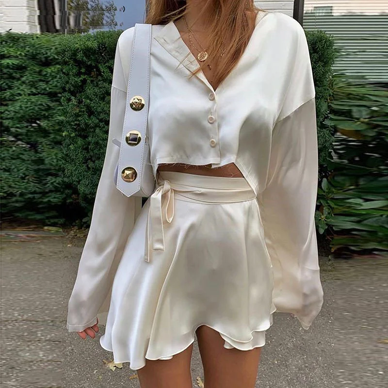 Huge Price Cuts Await!Amy Fashion - White Elegant Satin Skirts