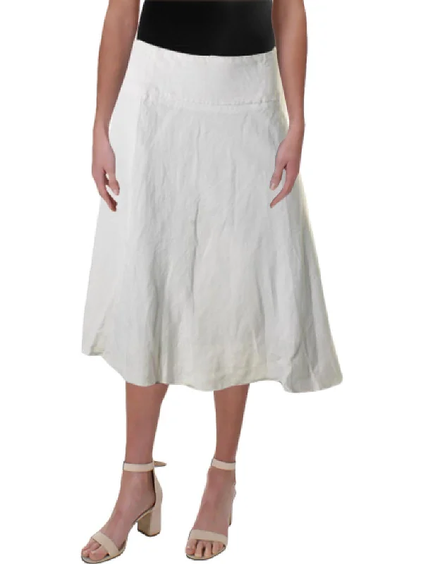 Enjoy Huge Discounts Now!Womens Linen Flare Flare Skirt