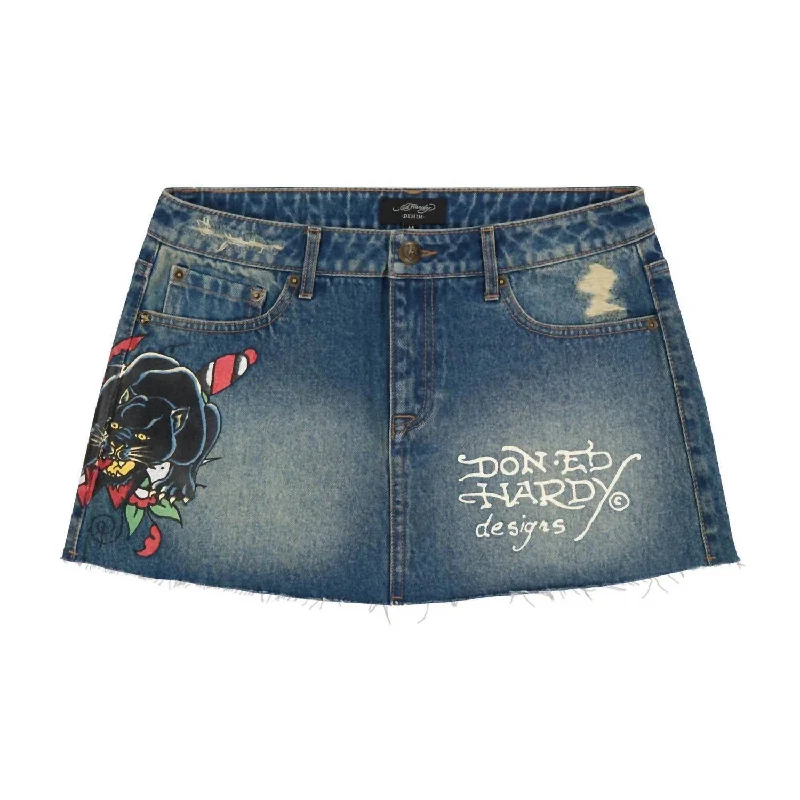 Flash Deals – Act Quickly!Women's Panther Dagger Denim Mini Skirt In Medium Wash