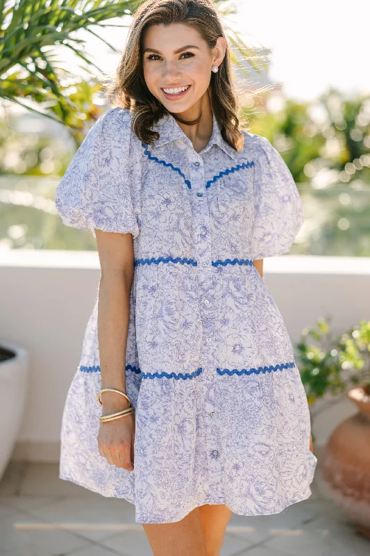 Steals and Deals Await!All IN Your Head Blue Ditsy Floral Dress