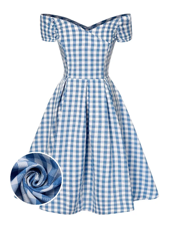 Best Deals Just for You!Blue 1950s Plaid Swing Dress