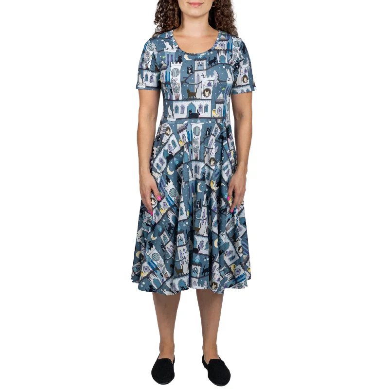 Massive Price Cuts!Cats and Castles Twirl Dress