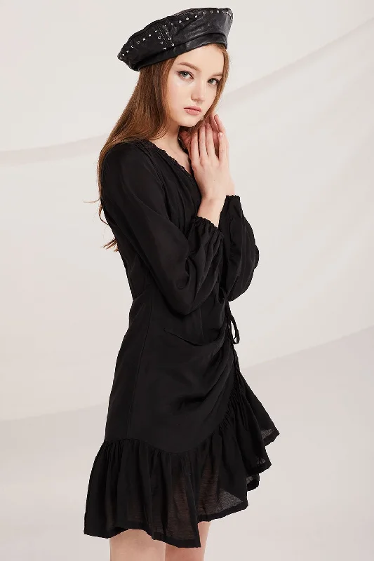 Limited Time Offer!Colette Lace Trim Shirring Dress