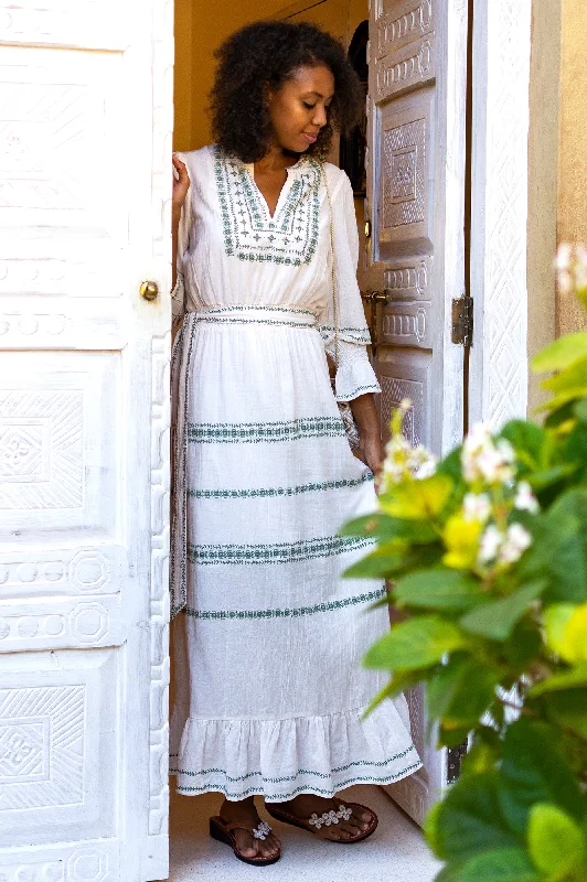 Get It Before It’s Gone!Freida Embroidered Dress | Cream/Sage