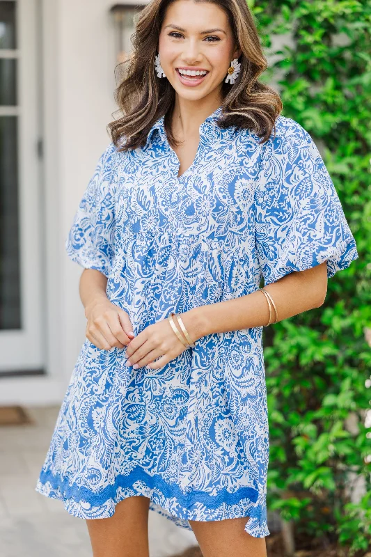 Stock Up and Save!Get It Going Blue Paisley Dress