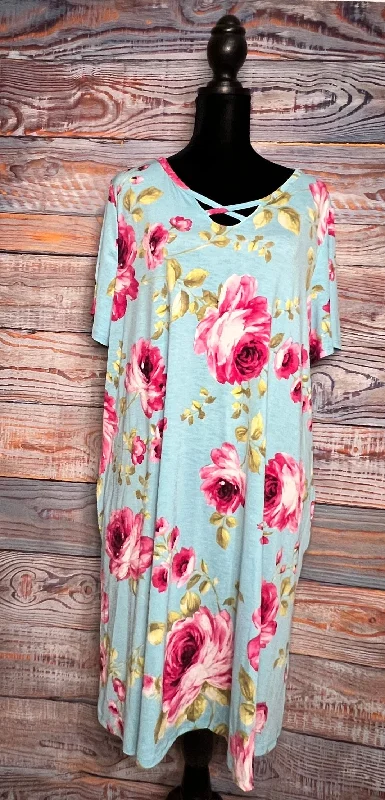 Shop More, Spend Less!Honeyme Floral Caged Neck Dress