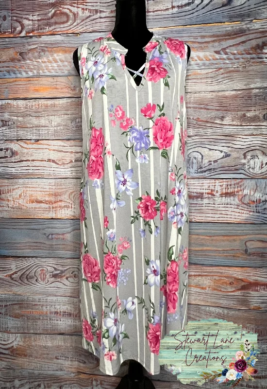 Buy More, Save More!Honeyme Floral Striped Dress