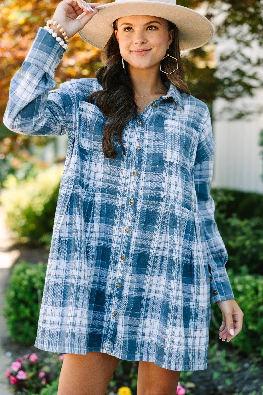 Save More with Every Purchase!It's All Possible Blue Plaid Babydoll Dress