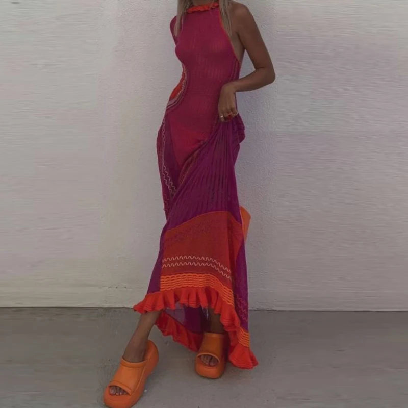 Everything Must Go!FashionSierra - 2024 Knitted Hollow Out Tassel Sexy Ruched Halter Boho Dress