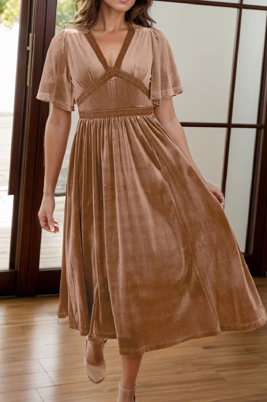 Hottest Discounts of the Year!Lace Detail V-Neck Short Sleeve Dress
