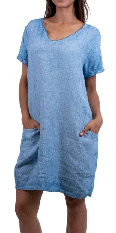 Must-Have Deals Inside!Perla Linen Short Dress in Blue