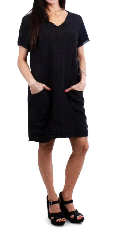 Your Shopping Spree Starts Here!Perla Linen Short Dress in Black