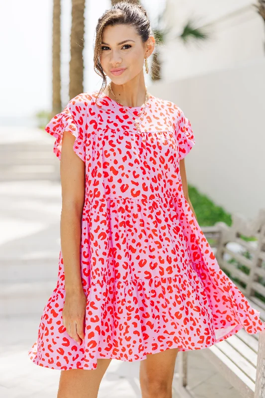 Enjoy Huge Discounts Now!Loose My Breath Fuchsia Pink Leopard Babydoll Dress