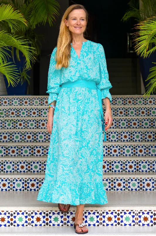 Get More for Less!Maeve Tea Dress | Swirl Turquoise/White