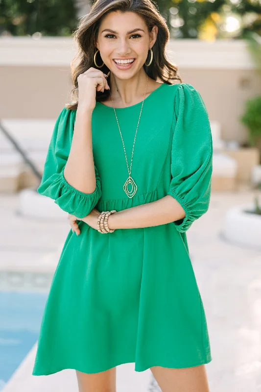 Find the Best Deals Here!Make A Wish Kelly Green Babydoll Dress