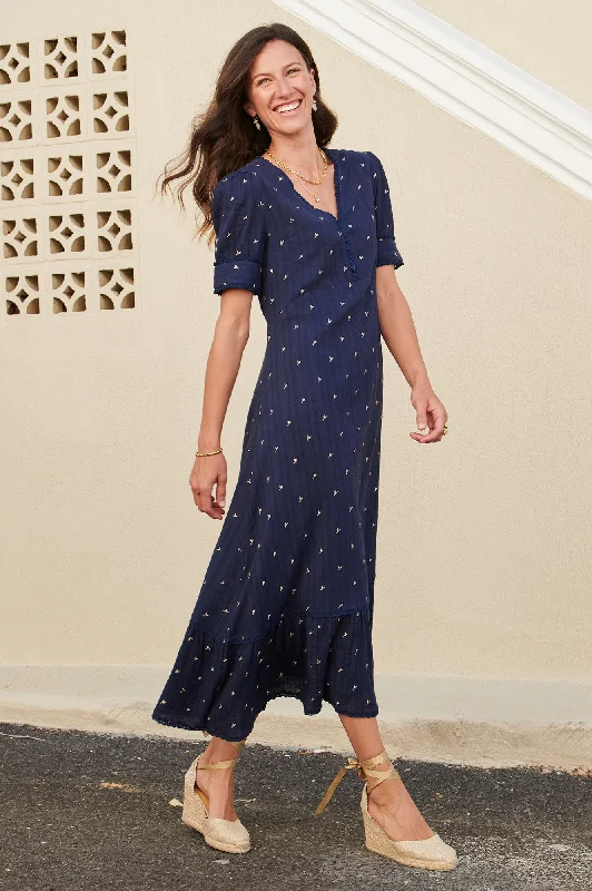 New Discounts Just Dropped!Poppy Embroidered Cotton Dress | Navy