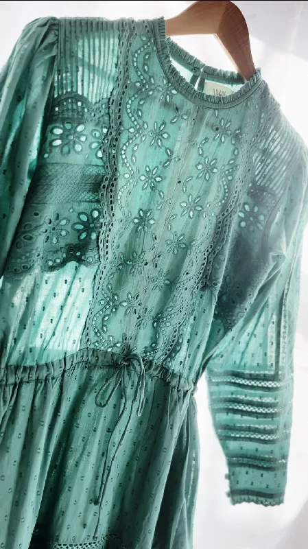 Must-Have Deals Inside!SAINSBURY COTTON LACE DRESS LAGOON GREEN
