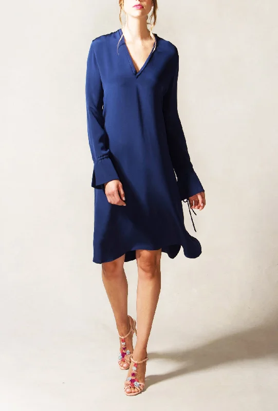 Save Money, Shop Happy!V Neck Shift Dress with Open Cuff Detail