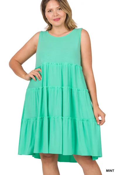Exclusive Deals Just for You!Mint Sleeveless Tiered Dress