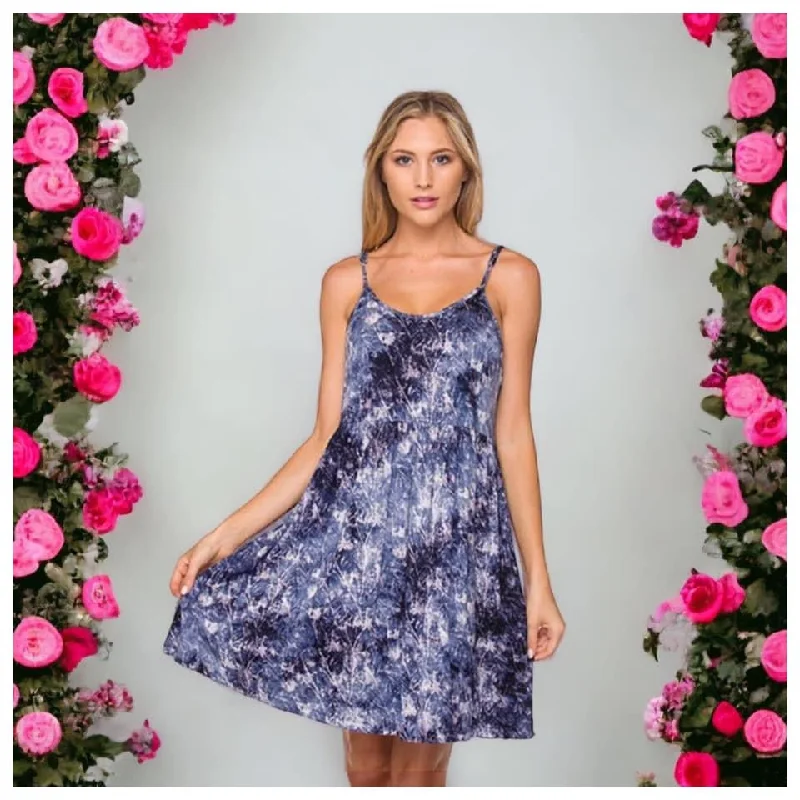 Bigger Savings, Better Shopping!Spaghetti Strap Low Back Acid Wash Tunic Dress