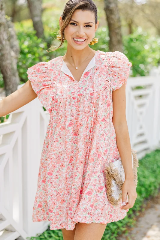 Today’s Deals, Tomorrow’s Regrets!This Is The Day Coral Pink Ditsy Floral Dress