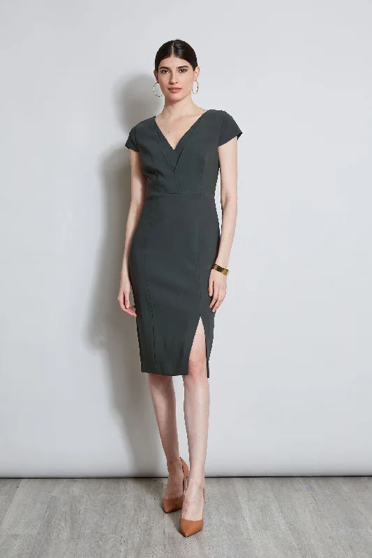 New Discounts Just Dropped!V-Neck Crepe Dress
