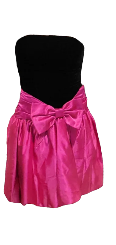 Unlock Huge Savings Now!Vintage black velour dress with pink bow sz XS
