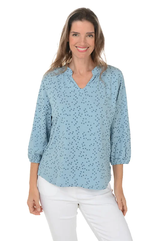 Shop Smart, Save Big!Dotted Split Neck Slub Knit Top