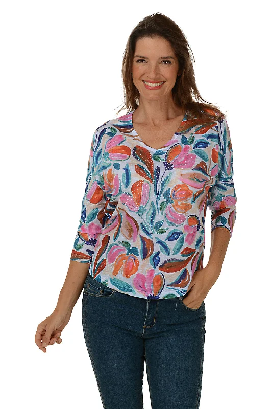 One Click Away from Big Savings!Tulip Studded V-Neck Top