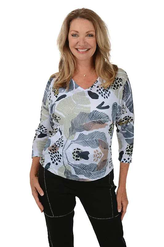 Your Shopping Wish, Our Discount Command!Fern Studded V-Neck Top