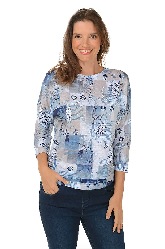 Buy More, Save More!Checkered Studded Dolman Sleeve Top