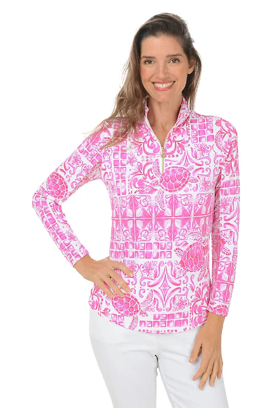 Enjoy Huge Discounts Now!Pink Turtle Tile UPF50+ Sun Shirt