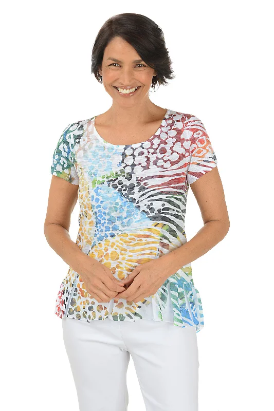 Huge Savings – Act Now!Petite Colorful Safari Burnout Knit Top