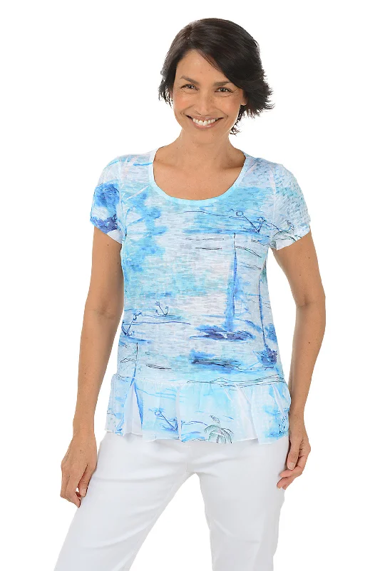 Best Deals Just for You!Petite Seaside Boardwalk Burnout Knit Top