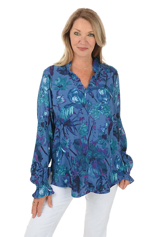 Unmissable Offers Await!Jungle Berry Flounce Collar Blouse