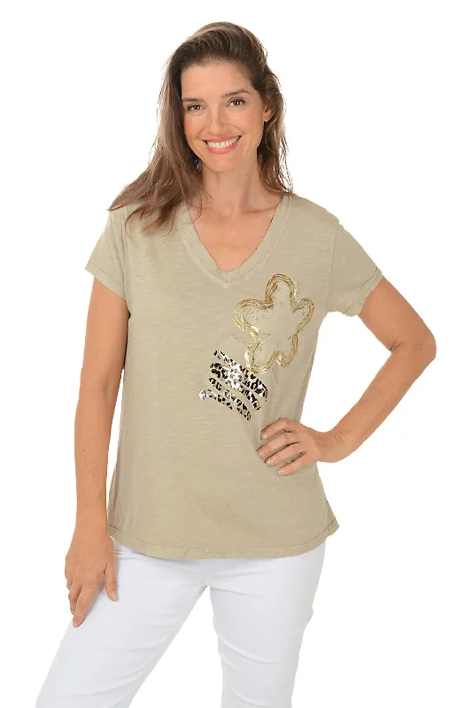 Flash Deals – Act Quickly!Metallic Leopard Floral Tee